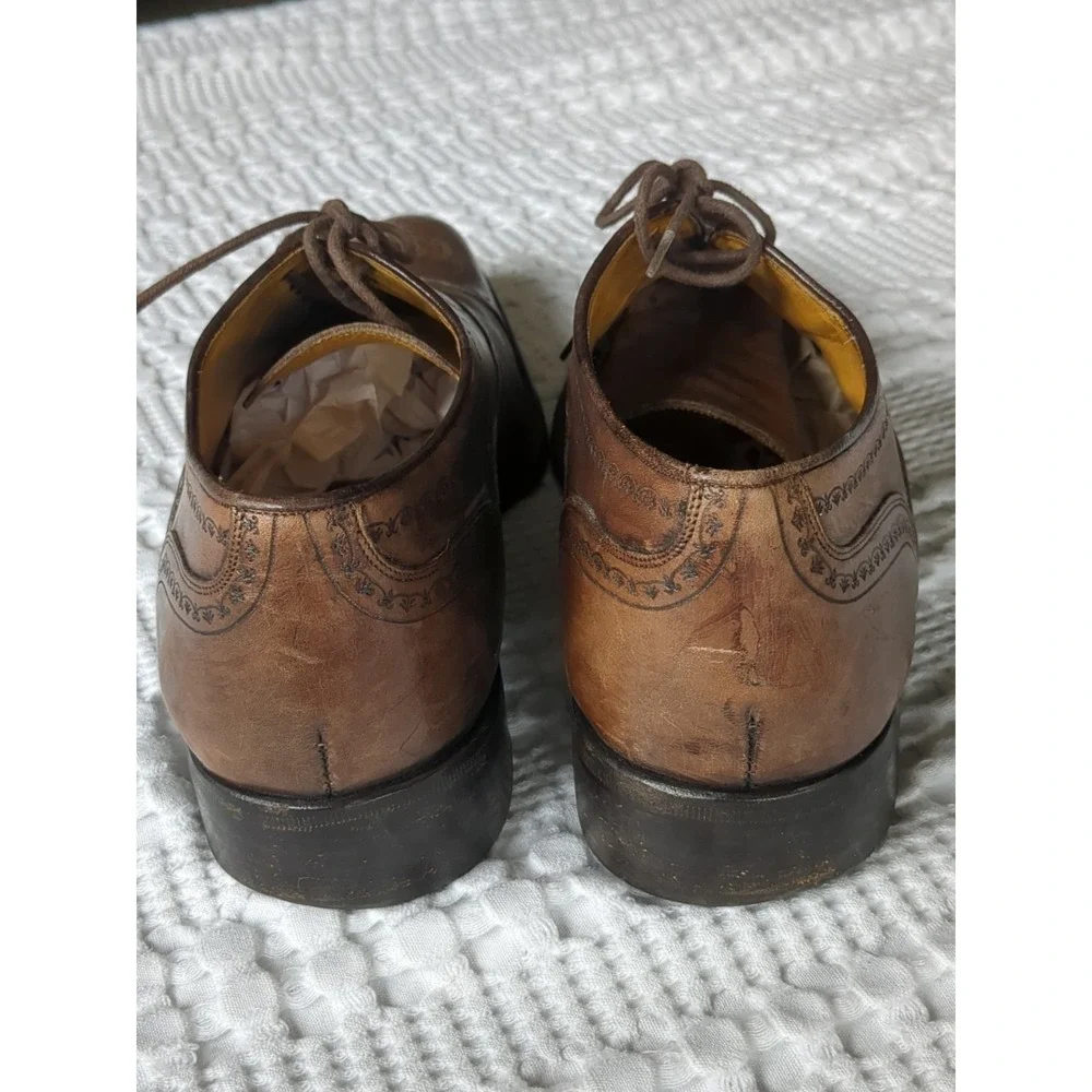 Canali‎ Wingtip Oxford Leather Dress Shoes Sz 9 US 42 EU Brown Lace Up